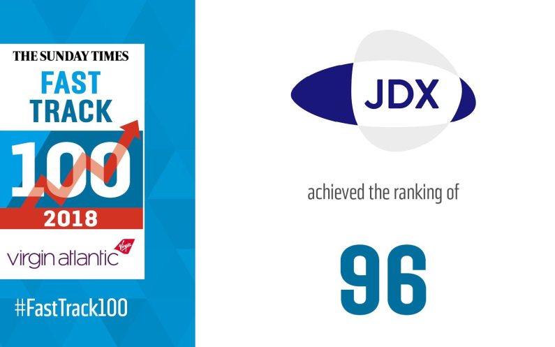 JDX recognised by Sunday Times Virgin Atlantic Fast Track 100 as one of UK’s fastest growing Companies